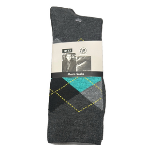 3/$18 National Mills Classic Men's Argyle Socks - Gray and Black NWT